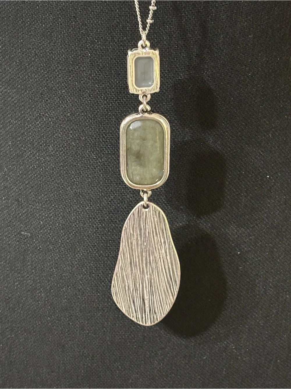 J.Jill Silver-Tone Multi-Stone Pendant Necklace 35”+3”